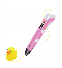 Penna 3D per disegni tridimensionali - Penna per stampa stereoscopica 3D pink + filamento PE12 con alimentatore - 3D PEN