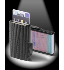 Porta tessere Mondraghi EVOLUTION BLACK con portamonete,mini wallet in pelle con protezione RFID,fino a 9 tessere + banconote Porta tessere Mondraghi EVOLUTION BLACK con portamonete,mini wallet in pelle con protezione RFID,fino a 9 tessere + banconote