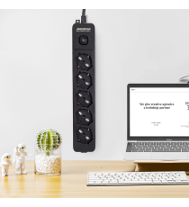 Multipresa ciabatta elettrica 5 prese nera con interruttore cavo 1,5 metri Spina 16A 250V 2P+E Presa 16A 250V 5 WAY P40 Aigostar