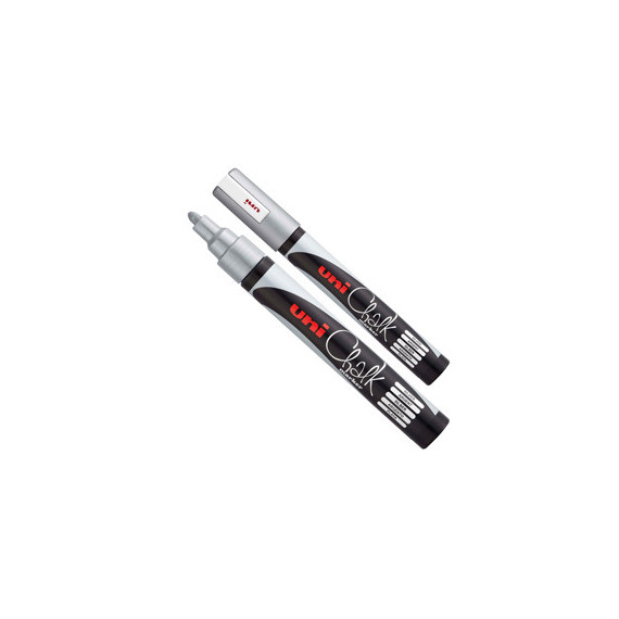 Marcatore a gesso liquido Uni Chalk Marker - punta tonda da 1,80-2,50mm - argento - Uni Mitsubishi