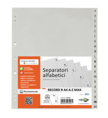Separatore alfabetico A/Z Record R - PPL - 21 x 29,7 cm - A4 - grigio - Sei Rota Separatore alfabetico A/Z Record R - PPL - 21 x 29,7 cm - A4 - grigio - Sei Rota