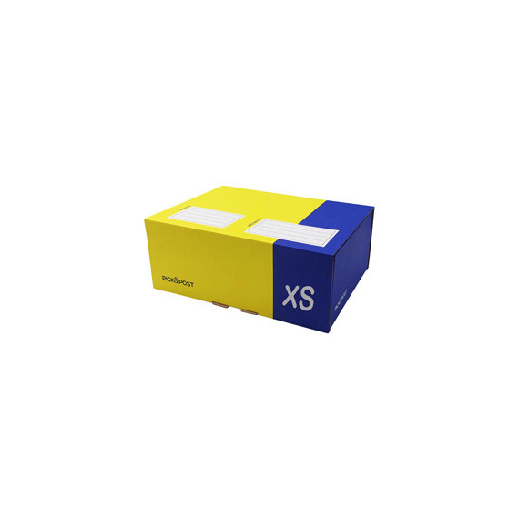 Scatola automontante per ecommerce PICKPost - XS - 34 x 24 x 6 cm - giallo/blu - Blasetti