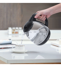 Bollitore elettrico in vetro nero capacità 1 litro 2200W - spegnimento automatico a bollitura,con luce blu integrata,AIGOSTAR Bollitore elettrico in vetro nero capacità 1 litro 2200W - spegnimento automatico a bollitura,con luce blu integrata,AIGOSTAR