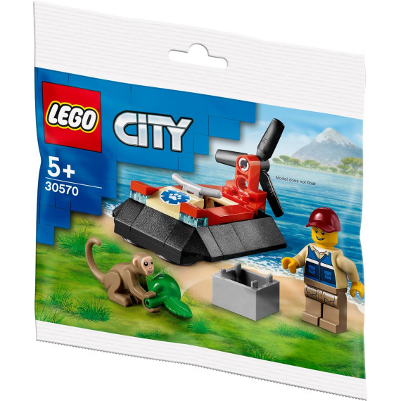 Lego City - Wildlife Rescue Hovercraft - Lego 30570 -RARO- Lego Polybag City Set 35pz + 1 minifigura Anni 5+