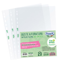 Buste forate - 22 x 30 cm - PE Bio-Based - liscio superior - Favorit - conf. 20 pezzi