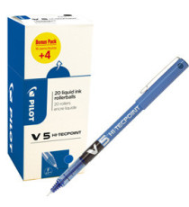 Roller Hi Tecpoint V5 con cappuccio - punta 0,5mm - blu  - Pilot - conf. 16 + 4 pezzi