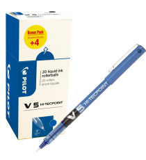 Roller Hi Tecpoint V5 con cappuccio - punta 0,5mm - blu  - Pilot - conf. 16 + 4 pezzi