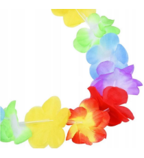 Set da 4pz collana Hawaiana con fiori multicolore - 1pz di collana, 1pz di corona, 2pz di bracciali hawaiani
