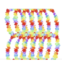 Set da 4pz collana Hawaiana con fiori multicolore - 1pz di collana, 1pz di corona, 2pz di bracciali hawaiani