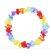 Set da 4pz collana Hawaiana con fiori multicolore - 1pz di collana, 1pz di corona, 2pz di bracciali hawaiani