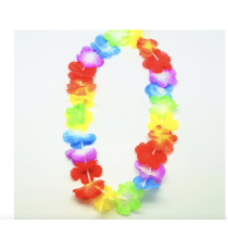 Set da 4pz collana Hawaiana con fiori multicolore - 1pz di collana, 1pz di corona, 2pz di bracciali hawaiani