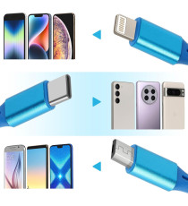 Cavo di ricarica retrattile USB-A 3 in 1 Linq IP-7893 connettore Lightning,MicroUSB,USB-C(Type-C) - Ricarica veloce 2A, Cavo 1mt