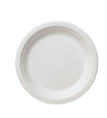 Piatto piano monouso Bio - rotondo - diametro 22 cm - cellulosa/canna da zucchero - bianco - Leone - conf. 50 pezzi