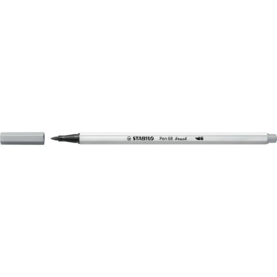 Pennarello Stabilo Pen 68 brush - punta a pennello - M 1 mm grigio freddo medio - 568/95