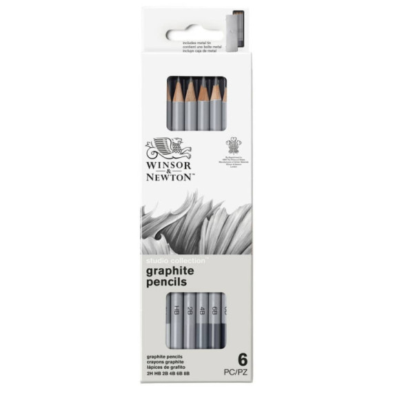 Set matite in grafite Winsor&Newton Studio Collection scatola in metallo 6 pezzi - 0490006