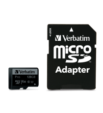 Micro Sdhc Pro U3 128GB Verbatim 47044 V30 Classe 10 UHS Speed Class 3 (U3) con adattatore fino a 90 MB/Sec Micro Sdhc Pro U3 128GB Verbatim 47044 V30 Classe 10 UHS Speed Class 3 (U3) con adattatore fino a 90 MB/Sec