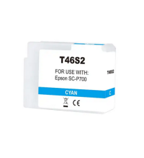 Cartuccia T46S2 ciano C13T46S200 ink pigmentato compatibile per Epson SureColor SC-P700,SC-P706 capacità 25ml Cartuccia T46S2 ciano C13T46S200 ink pigmentato compatibile per Epson SureColor SC-P700,SC-P706 capacità 25ml