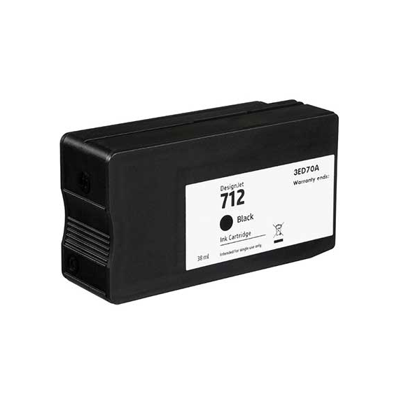 Cartuccia Hp 712 nero 3ED70A compatibile per Hp Designjet 24,36 inch,T230,250,630,650 capacità 38ml