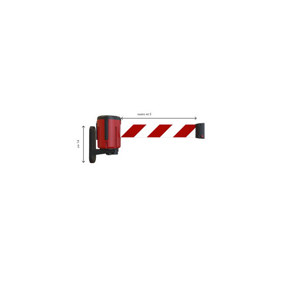 Kit testina Rondo Tensa - nastro estensibile 5 m - rosso/bianco - con fissaggio magnetico - Studio T