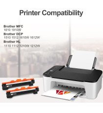 Pack 2 TN1050 toner compatibili per Brother DCP1510 1512 HL1110 1112 MFC1810 N° 2pz TN-1050 capacità 1.000 pagine