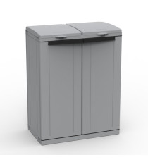 Contenitore EcoCab 2 per raccolta differenziata - 68x39x88,7 cm - 2 portasacco da 110 L ciascuno - grigio/nero - Terry