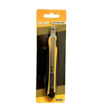 Cutter 9mm Blim BL0391 in plastica di alta qualità, impugnatura ergonomica in gomma antiscivolo - misura 0.38 x 9 x 80mm Cutter 9mm Blim BL0391 in plastica di alta qualità, impugnatura ergonomica in gomma antiscivolo - misura 0.38 x 9 x 80mm