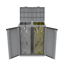 Contenitore EcoCab 2 per raccolta differenziata - 68x39x88,7 cm - 2 portasacco da 110 L ciascuno - grigio/nero - Terry