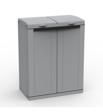 Contenitore EcoCab 2 per raccolta differenziata - 68x39x88,7 cm - 2 portasacco da 110 L ciascuno - grigio/nero - Terry