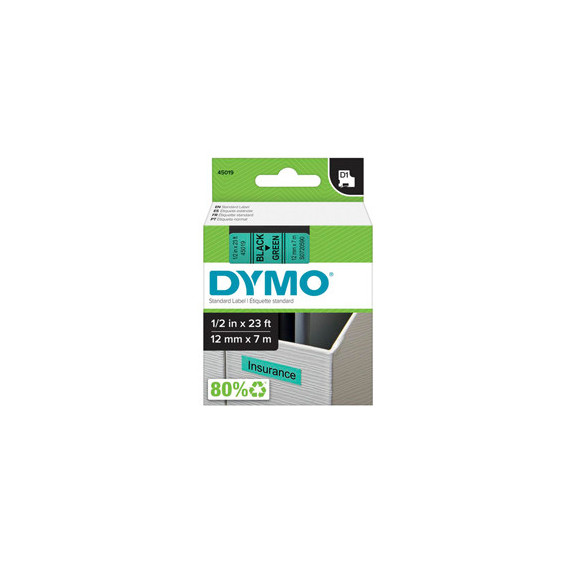 Nastro D1 450190 - 12 mm x 7 mt - nero/verde - Dymo