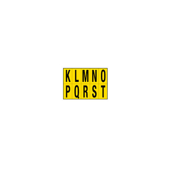 Lettere adesive da K a T - in PVC - 56 x 99 mm - 10 et/fg - 1 foglio - nero/giallo