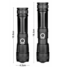 Torcia a LED XHP50 Torcia tattica USB ricaricabile Impermeabile da Campeggio in alluminio - 1500lm - illuminazione fino a 300mt