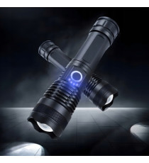 Torcia a LED XHP50 Torcia tattica USB ricaricabile Impermeabile da Campeggio in alluminio - 1500lm - illuminazione fino a 300mt