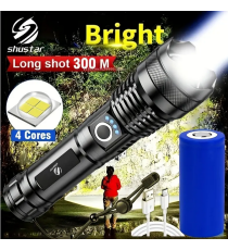 Torcia a LED XHP50 Torcia tattica USB ricaricabile Impermeabile da Campeggio in alluminio - 1500lm - illuminazione fino a 300mt