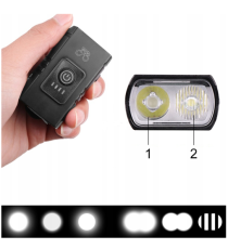 Luci bicicletta LED 1600 lumens anteriore e posteriore - Ricaricabili USB - Lega di Alluminio - Doppia batteria al litio 18650