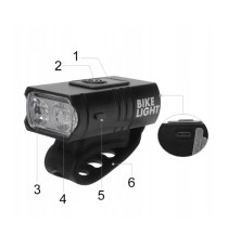 Luci bicicletta LED 1600 lumens anteriore e posteriore - Ricaricabili USB - Lega di Alluminio - Doppia batteria al litio 18650