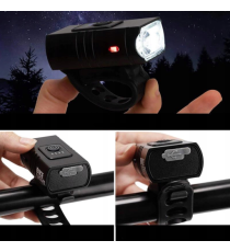Luci bicicletta LED 1600 lumens anteriore e posteriore - Ricaricabili USB - Lega di Alluminio - Doppia batteria al litio 18650