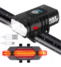 Luci bicicletta LED 1600 lumens anteriore e posteriore - Ricaricabili USB - Lega di Alluminio - Doppia batteria al litio 18650 Luci bicicletta LED 1600 lumens anteriore e posteriore - Ricaricabili USB - Lega di Alluminio - Doppia batteria al litio 18650