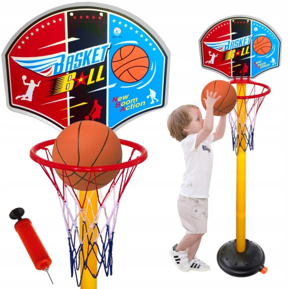 Canestro da basket regolabile per bambini 52-115CM con supporto per bambini, palla e pompa inclusi - Baby basketball toy