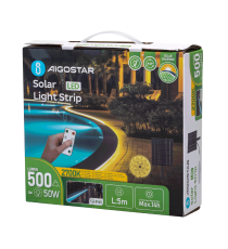 Striscia led solare 5mt + 2mt cavo 2700K Luce calda 50W 500lumen IP65 da esterno - 60 LEDs/m 2835 (3.2V/150mA) durata max. 14h Striscia led solare 5mt + 2mt cavo 2700K Luce calda 50W 500lumen IP65 da esterno - 60 LEDs/m 2835 (3.2V/150mA) durata max. 14h