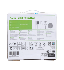 Striscia led solare 5mt + 2mt cavo 2700K Luce calda 50W 500lumen IP65 da esterno - 60 LEDs/m 2835 (3.2V/150mA) durata max. 14h Striscia led solare 5mt + 2mt cavo 2700K Luce calda 50W 500lumen IP65 da esterno - 60 LEDs/m 2835 (3.2V/150mA) durata max. 14h
