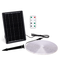 Striscia led solare 10mt + 2mt cavo 2700K Luce calda 100W 1000lumen IP65 da esterno - 60 LEDs/m 2835 (3.2V/60mA) durata max. 14h Striscia led solare 10mt + 2mt cavo 2700K Luce calda 100W 1000lumen IP65 da esterno - 60 LEDs/m 2835 (3.2V/60mA) durata max. 14h