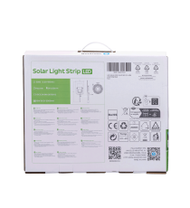 Striscia led solare 10mt + 2mt cavo 2700K Luce calda 100W 1000lumen IP65 da esterno - 60 LEDs/m 2835 (3.2V/60mA) durata max. 14h Striscia led solare 10mt + 2mt cavo 2700K Luce calda 100W 1000lumen IP65 da esterno - 60 LEDs/m 2835 (3.2V/60mA) durata max. 14h