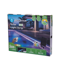 Striscia led solare 20mt + 2mt cavo RGB multicolor 200W 2000lumen IP65 da esterno - 30 LEDs/m 5050 (3.2V/150mA) durata max.14h Striscia led solare 20mt + 2mt cavo RGB multicolor 200W 2000lumen IP65 da esterno - 30 LEDs/m 5050 (3.2V/150mA) durata max.14h