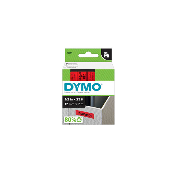 Nastro D1 450170 - 12 mm x 7 mt - nero/rosso - Dymo