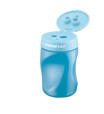Temperamatite Easy con contenitore - 3 fori  - ergonomico - blu - per destrimani - Stabilo