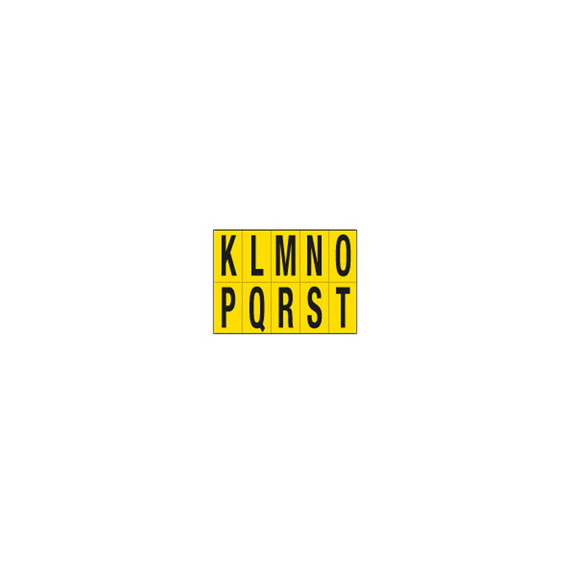 Lettere adesive da K a T - in PVC - 70 x 124 mm - 10 et/fg - 1 foglio - nero/giallo