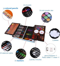 Set artistico per bambini con valigia 145pz Stationery set unicorno rosa,pastelli,pennarelli,acquerelli,acrilici,pennelli e altr