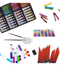 Set artistico per bambini con valigia 145pz Stationery set unicorno rosa,pastelli,pennarelli,acquerelli,acrilici,pennelli e altr