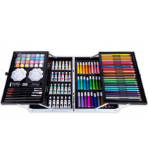 Set artistico per bambini con valigia 145pz Stationery set unicorno rosa,pastelli,pennarelli,acquerelli,acrilici,pennelli e altr