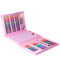 Set artistico per bambini 208pz Stationery set pink,pastelli,pennarelli,acquerelli,colla,pennelli,matite,gomme,fogli e altro